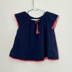 Maggie & Zoe Baby Girls Navy and pink blouse Spring Summer Fall top shirt flowy